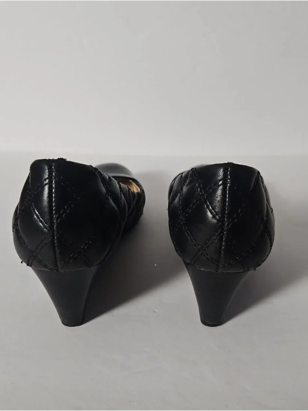 Tory Burch Quilted Patent Leather Cap Toe Wedge Pumps